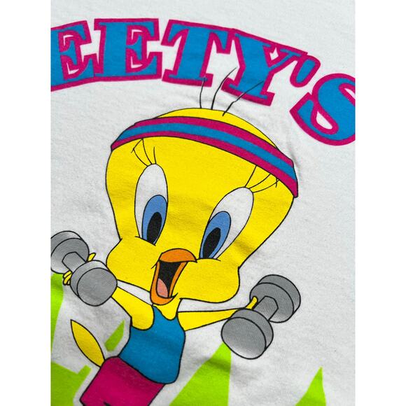 Vintage Tweety Looney Tunes T-Shirt Size XL 1997 Cartoon Tweetys Gym 90s / Retro - Picture 8 of 10